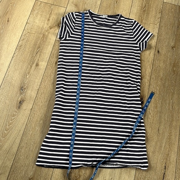 J. Crew Factory Navy White Striped Short Sleeve Tee Shirt Dress - Picture 11 of 11
